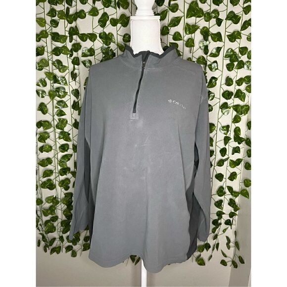 Columbia Gray Long Sleeve Mock Neck 3/4 Zip Pullover Fleece Jacket Size XXL - Picture 1 of 5
